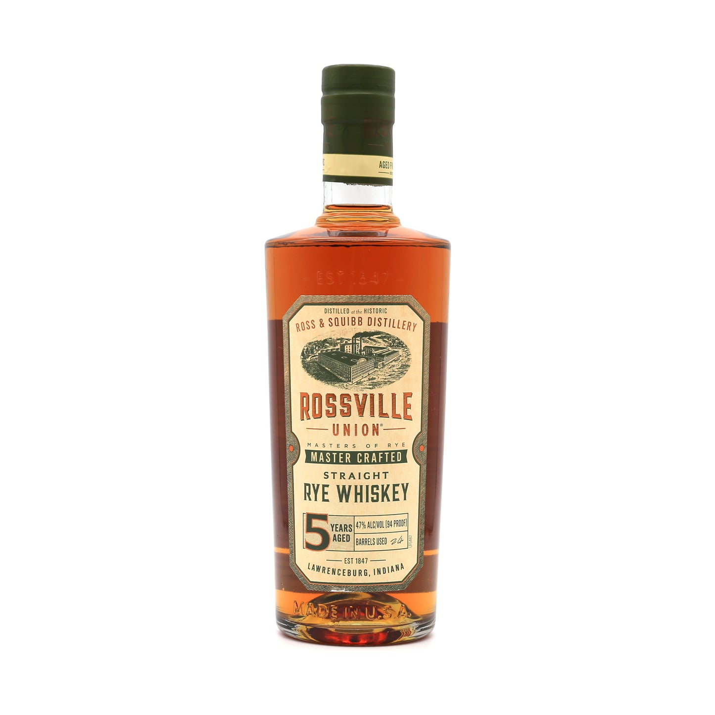 ROSSVILLE UNION Straight Rye Whiskey 5YO 0,7 l